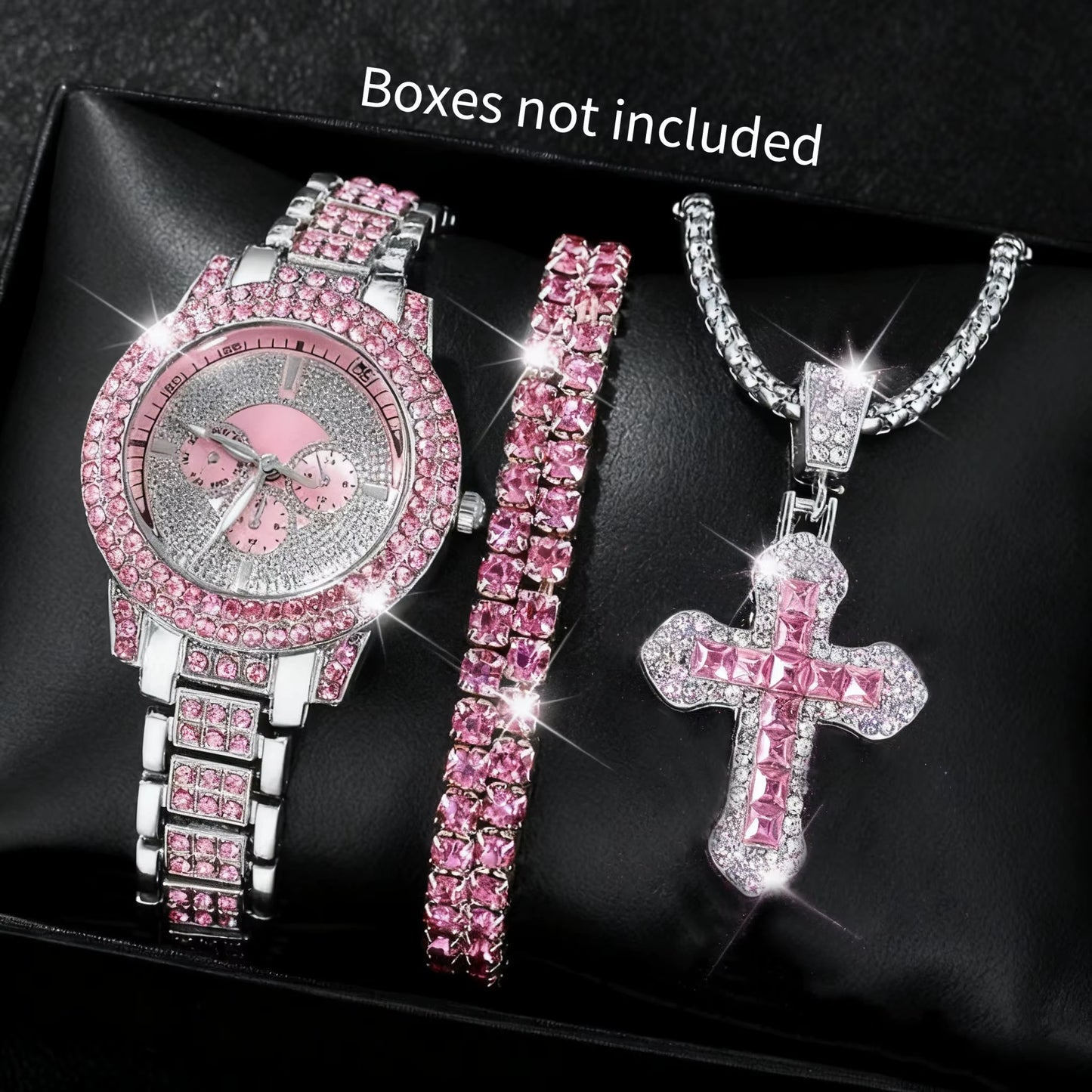 1/3PCS Luxury Rhinestone Women Watch Diamond Jewelry Set Elegant Steel Ladies Quartz Wristwatch Reloj Mujer(Without Box)