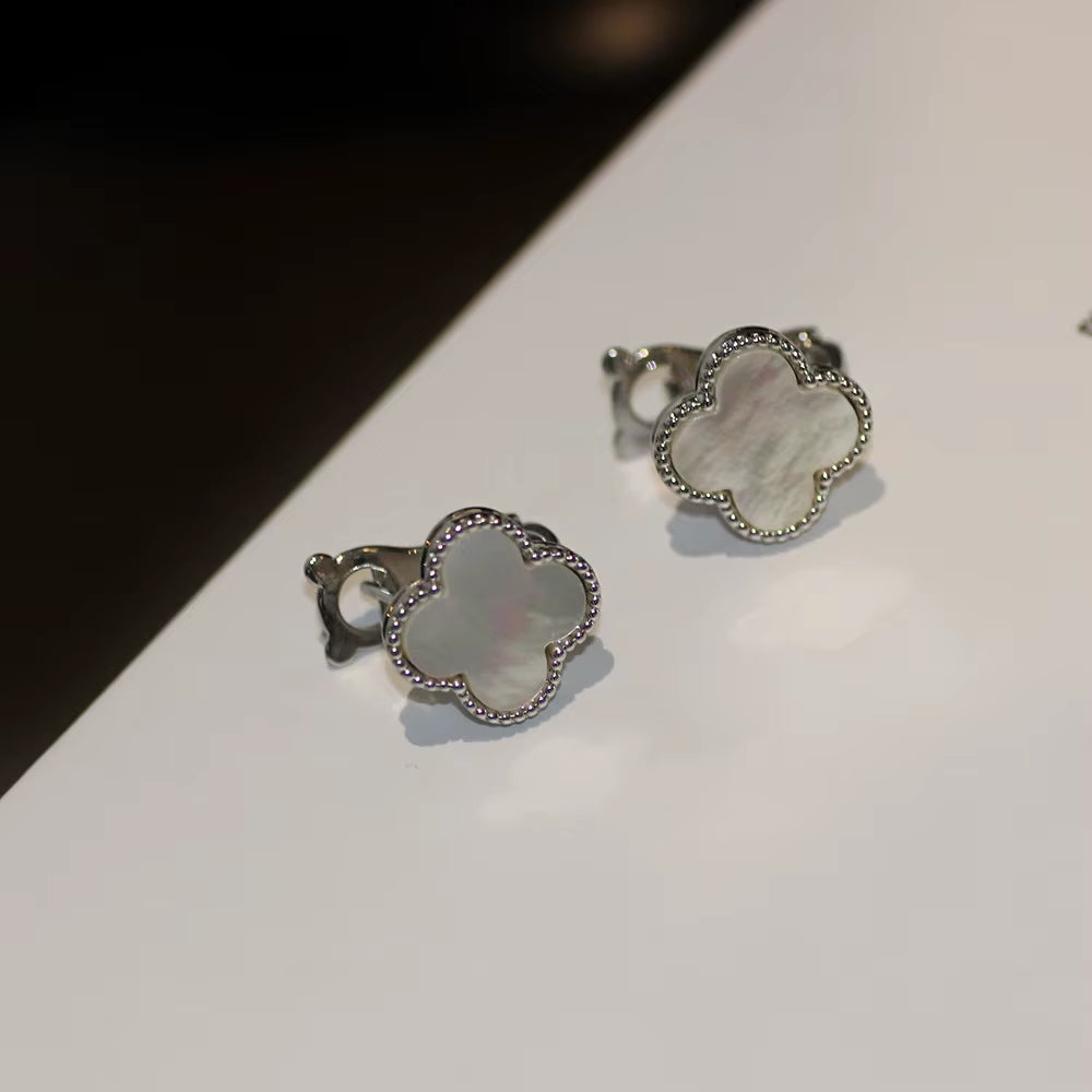 Natural Shell One-Piece Earring Gold Plated Women'S High-End Sensation Leaf Shaped Ear Jewelry Festive Red 44259