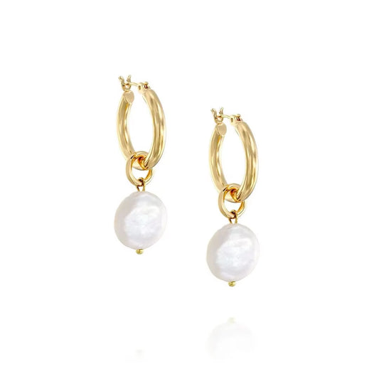 Vintage Artificial Colored Beads Pendant Earrings Set for Women Fashion Boho Gold Color Simple Jewelry Gift Wholesale