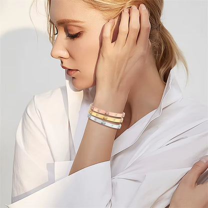 6Mm 4Mm Stainless Steel Bangles for Women Bracelets on Hand Lady Women'S Fashion Jewelry Rhinestone Designer Gift Titanium Steel