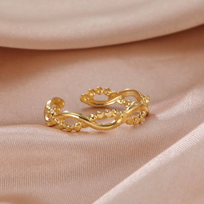 Stainless Steel Women Rings Geometric Heart Aesthetic Adjustable Open Finger Ring Fashion Party Jewelry Gifts Wholesale