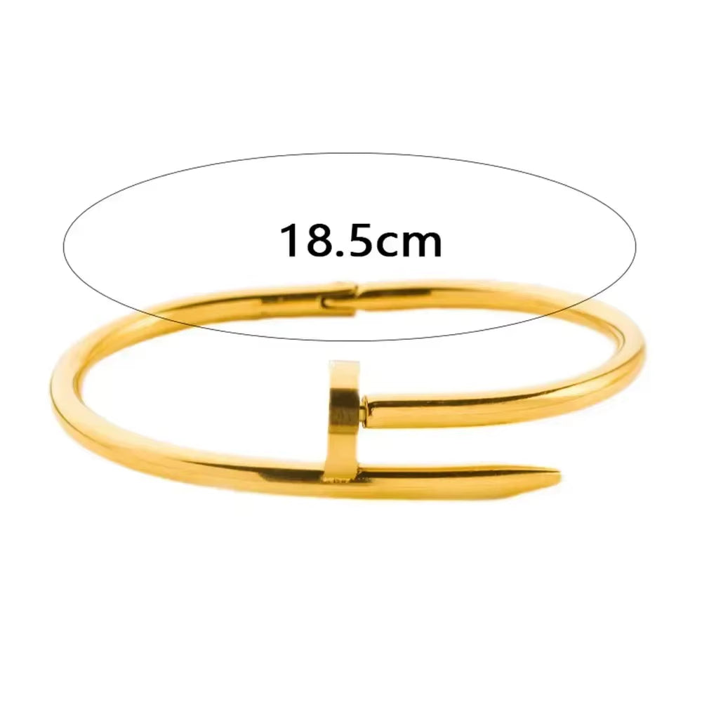 Stainless Streel Gold Silver Solid Metalic Bangle Cuff New Design Nail Fashion Women Teenager Girls Bracelet Jewelry Wristband