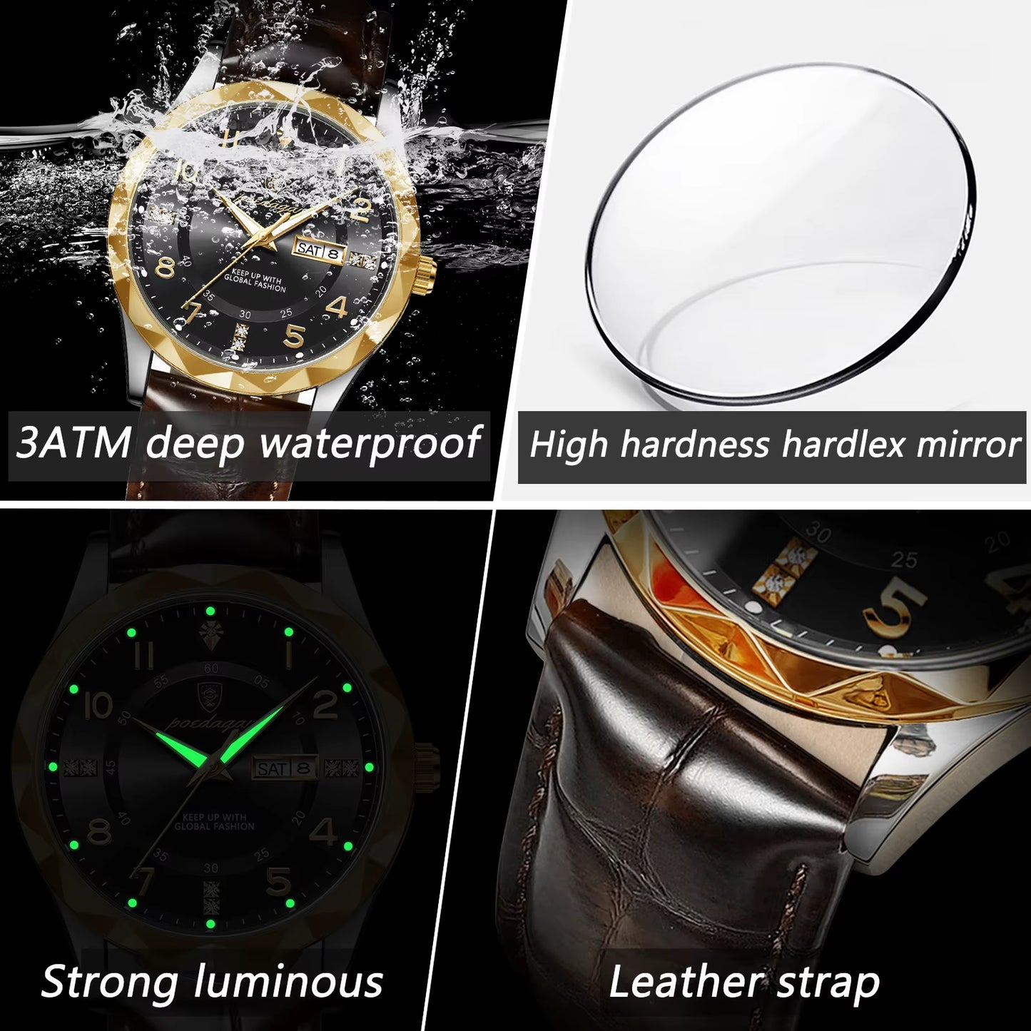 Luxury High Quality Watches for Men Sport Quartz Leather Man Watch Waterproof Luminous Date Week Men'S Watch Male Reloj