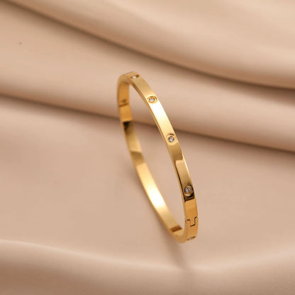 Trendy Shining Zircon Bracelets for Women Clover Print Love Pulseiras Stainless Steel Bangles Feminina Jewelry Gift