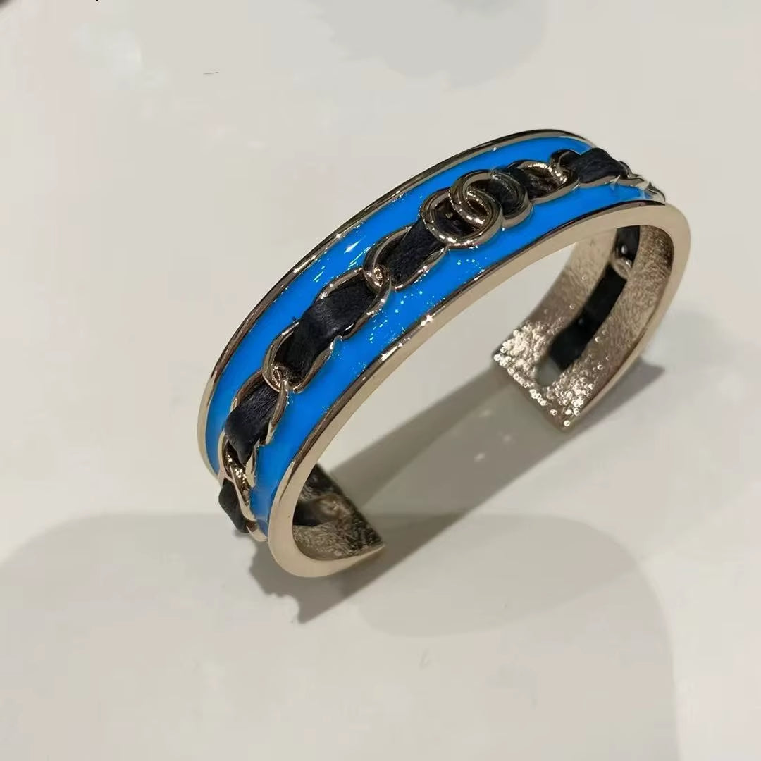 Gold Enamel Drip Hollow Out Narrow Bracelet Colorful Fashion Earrings Classic Style Luxury Look Lightweight Alloy Jewelry