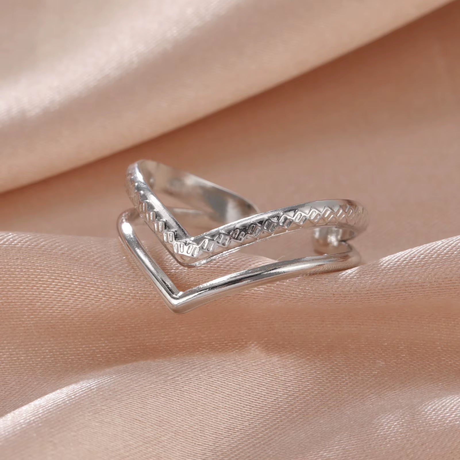 Stainless Steel Women Rings Geometric Heart Aesthetic Adjustable Open Finger Ring Fashion Party Jewelry Gifts Wholesale