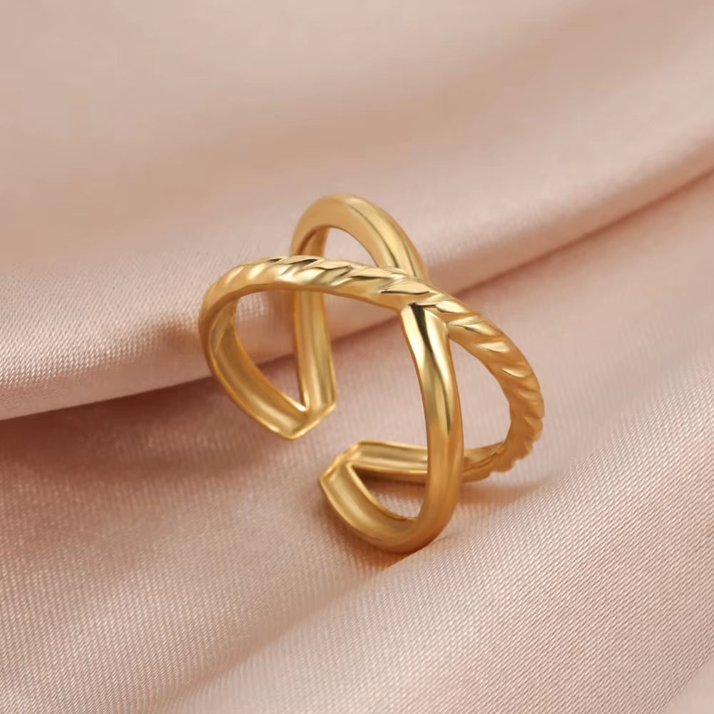 Stainless Steel Women Rings Geometric Heart Aesthetic Adjustable Open Finger Ring Fashion Party Jewelry Gifts Wholesale