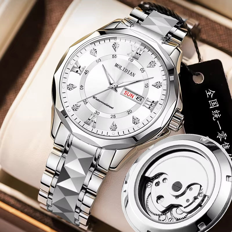 Roman Numerals Swiss Fully Automatic Mechanical Watch Men'S Watch Waterproof Night Light Tourbillon Calendar Business Hollow