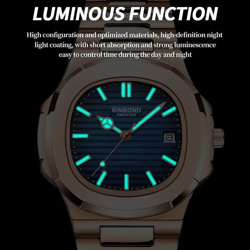 New Casual Business Fashion Quartz Wristwatches Rose Gold Clock Men Luxury Watch Automatic Watches Mens Black Relogio Masculino