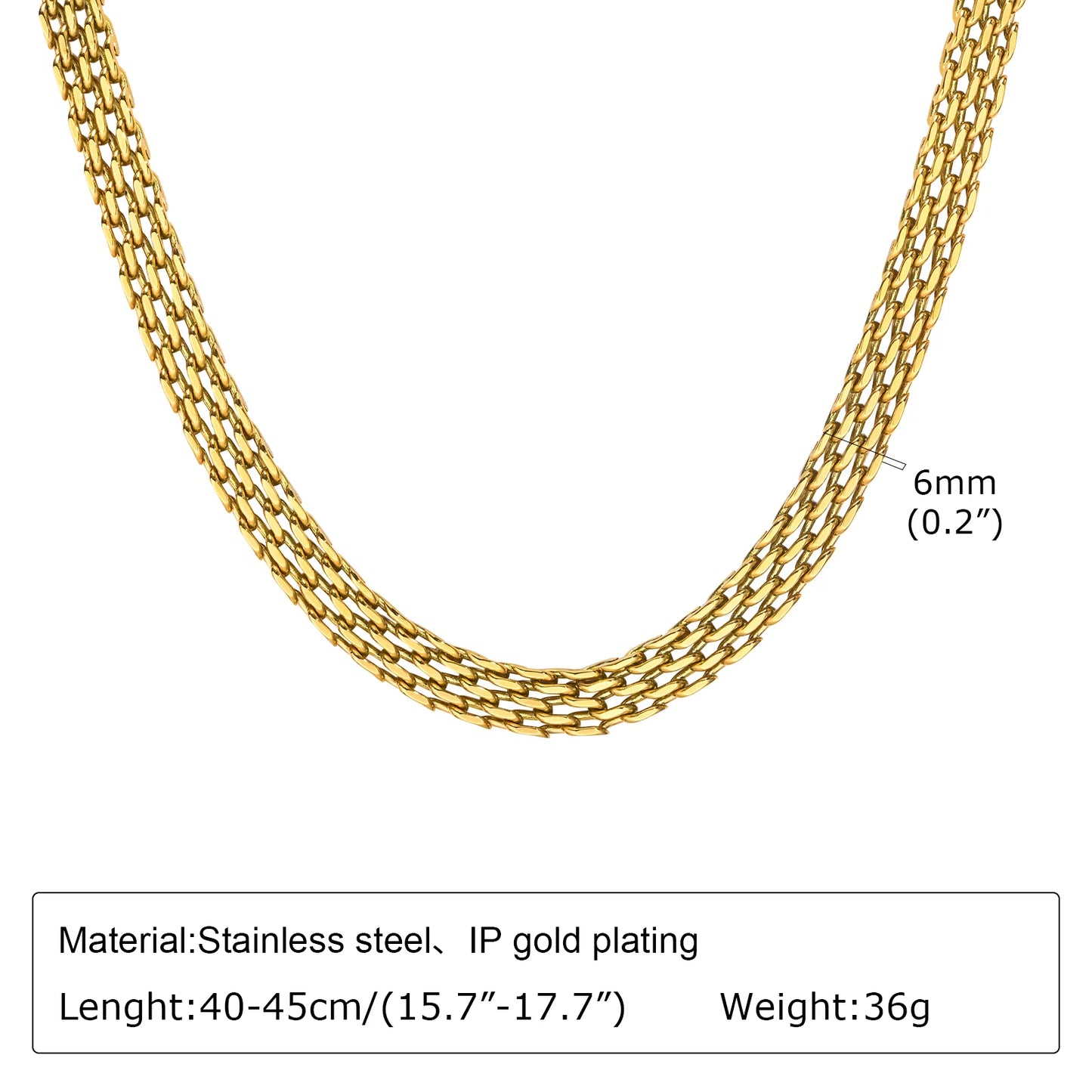 Chunky Gold Plated Link Necklace for Women, Stainless Steel Oval Thick Chain Choker Minimalist Jewelry