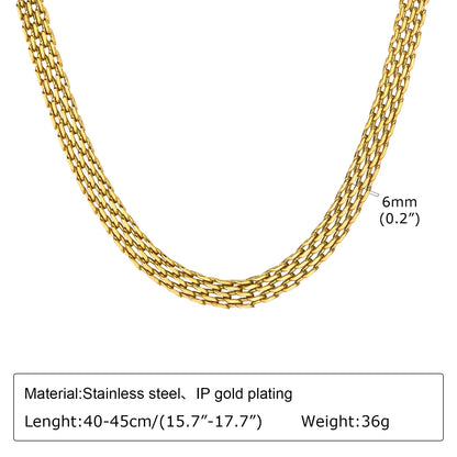 Chunky Gold Plated Link Necklace for Women, Stainless Steel Oval Thick Chain Choker Minimalist Jewelry
