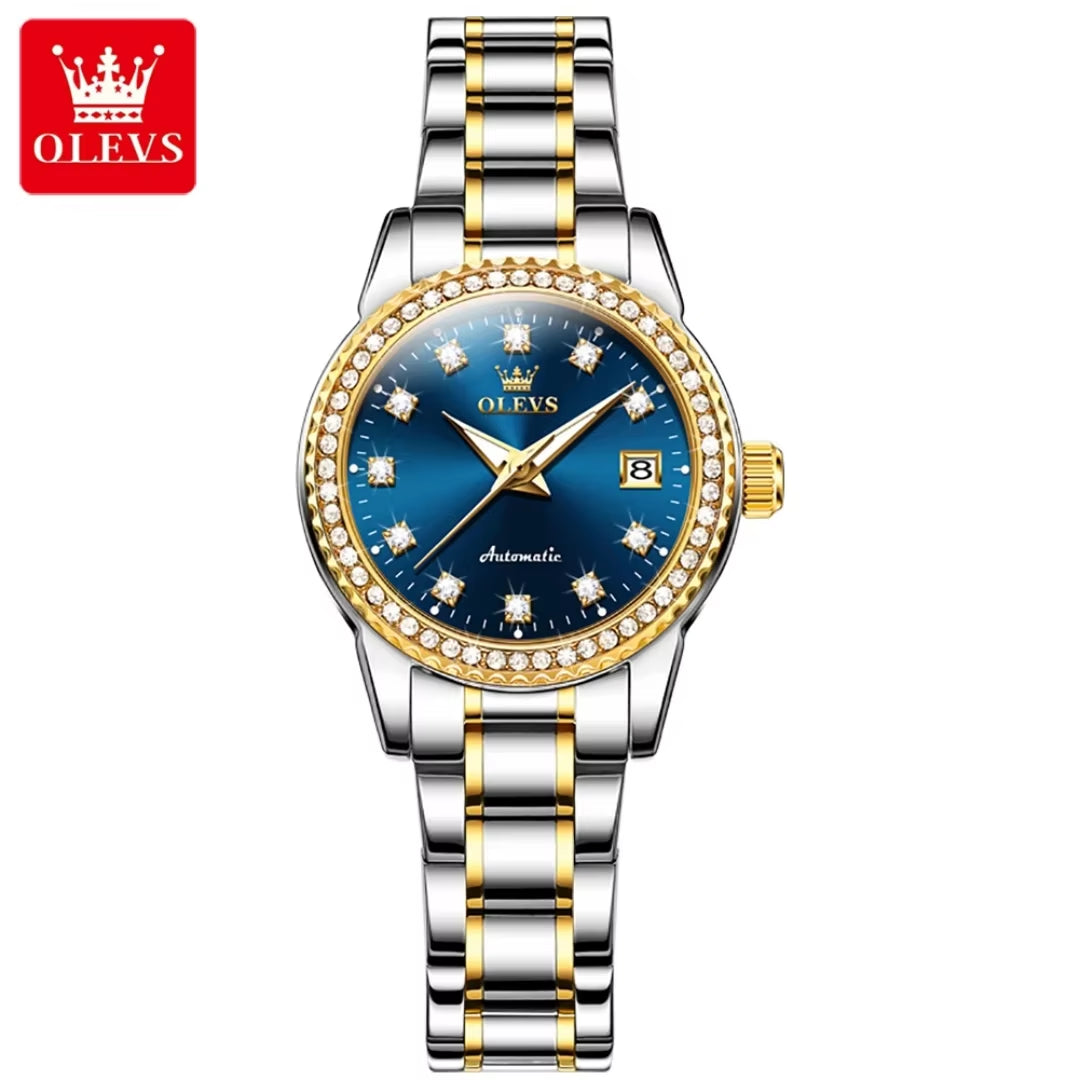 7003 Mechanical Fashion Watch Stainless Steel Watchband Round-Dial Wristwatch Calendar Luminous Woman Watch Automatic