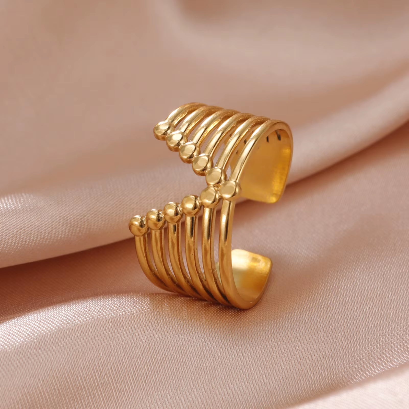 Stainless Steel Women Rings Geometric Heart Aesthetic Adjustable Open Finger Ring Fashion Party Jewelry Gifts Wholesale