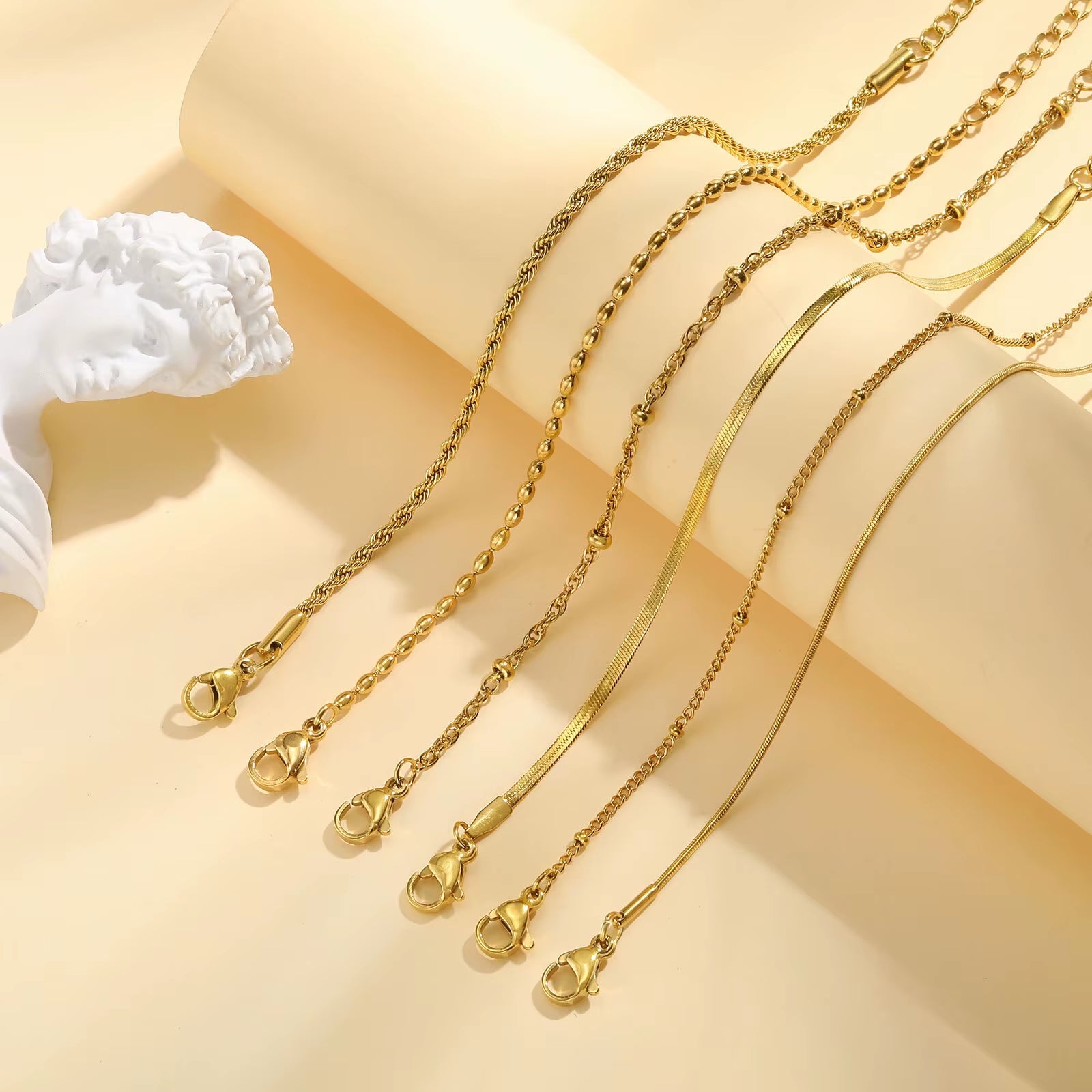 Thin Link Women Bracelet, Stainless Steel 18K Gold Plated Wrist Chain Waterproof Resistant Jewelry