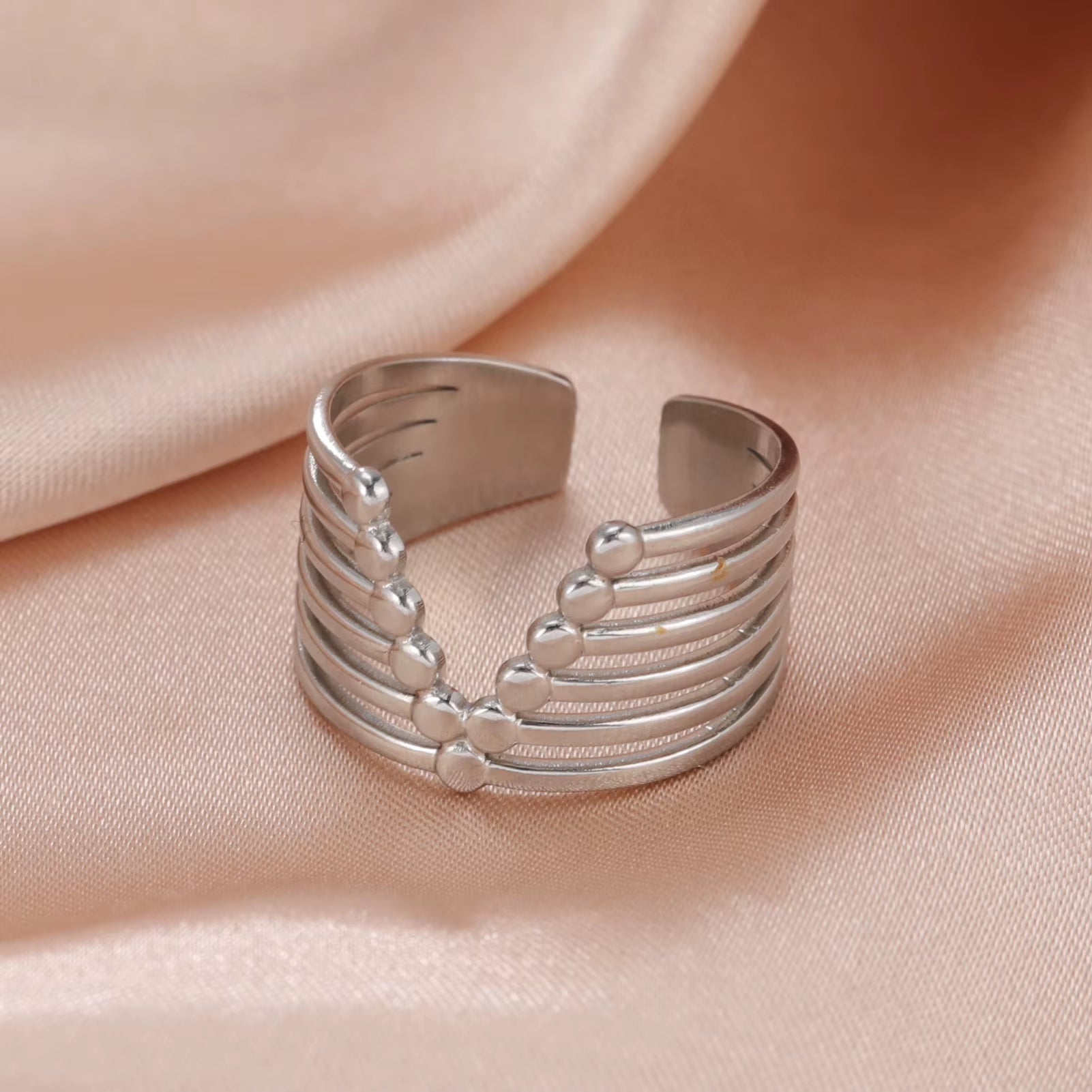 Stainless Steel Women Rings Geometric Heart Aesthetic Adjustable Open Finger Ring Fashion Party Jewelry Gifts Wholesale