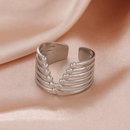 Stainless Steel Women Rings Geometric Heart Aesthetic Adjustable Open Finger Ring Fashion Party Jewelry Gifts Wholesale