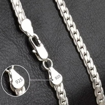 Hot Sale Fine 925 Sterling Silver 5MM 18K Gold Full Sideways Chain Necklace for Woman Men Fashion Wedding Engagement Jewelry