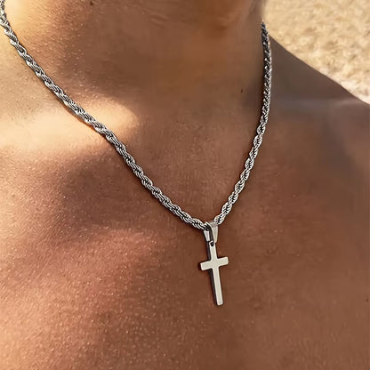 New Stainless Steel Cross Pendant Necklace for Men Women Minimalist Gold Color Jewelry Male Female Necklaces Chokers Gifts 2025