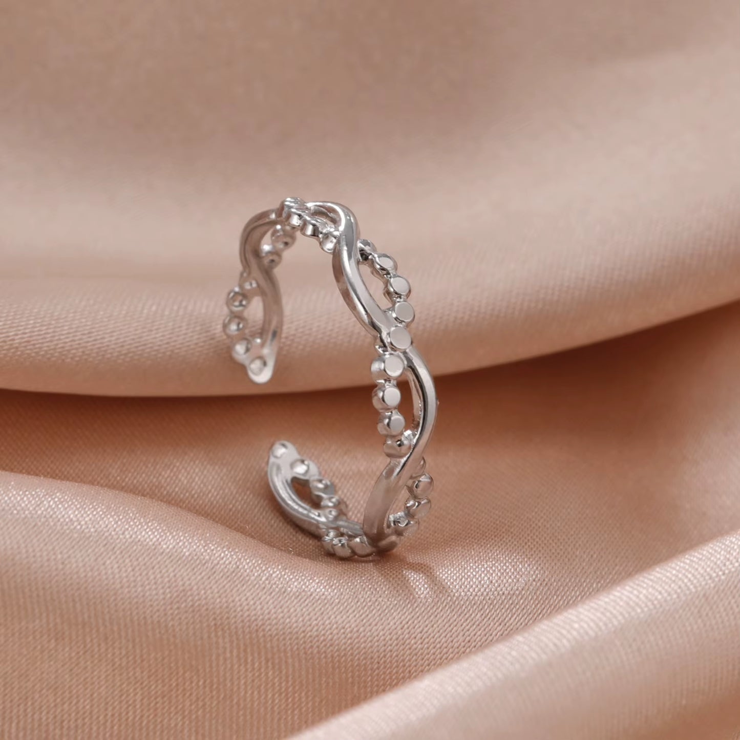 Stainless Steel Women Rings Geometric Heart Aesthetic Adjustable Open Finger Ring Fashion Party Jewelry Gifts Wholesale