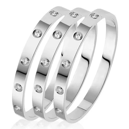 6Mm 4Mm Stainless Steel Bangles for Women Bracelets on Hand Lady Women'S Fashion Jewelry Rhinestone Designer Gift Titanium Steel