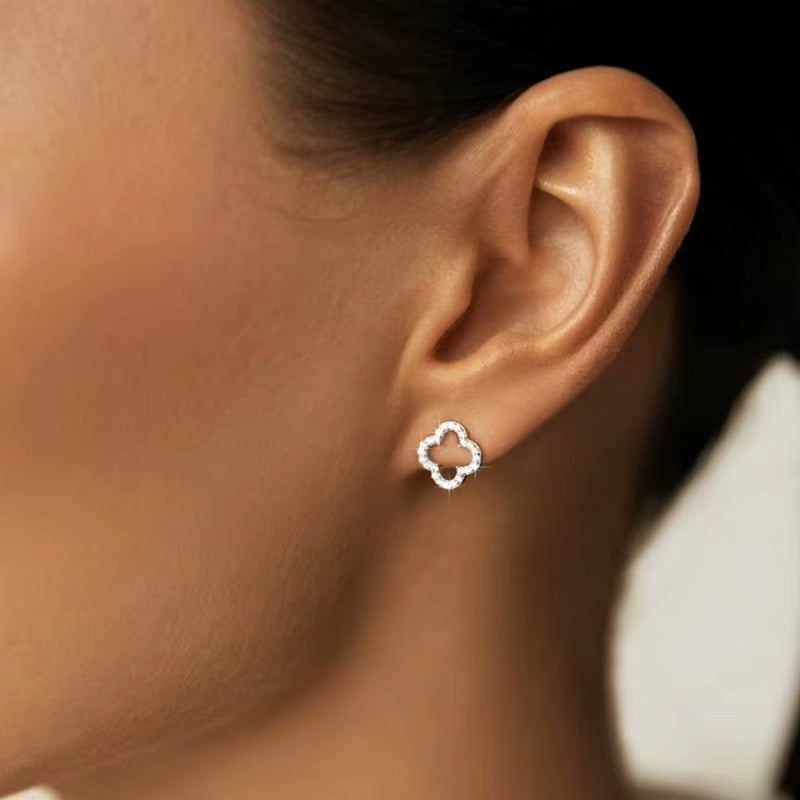 New Simple Hollow Four Leaf Clover Earrings for Women 2025 Trend Jewelry Gift for Her