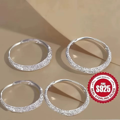 Pure Silvery Earrings for Women Frosted Sparkling Starry Circle Earrings Valentine'S Day Mother'S Day Jewelry Gifts