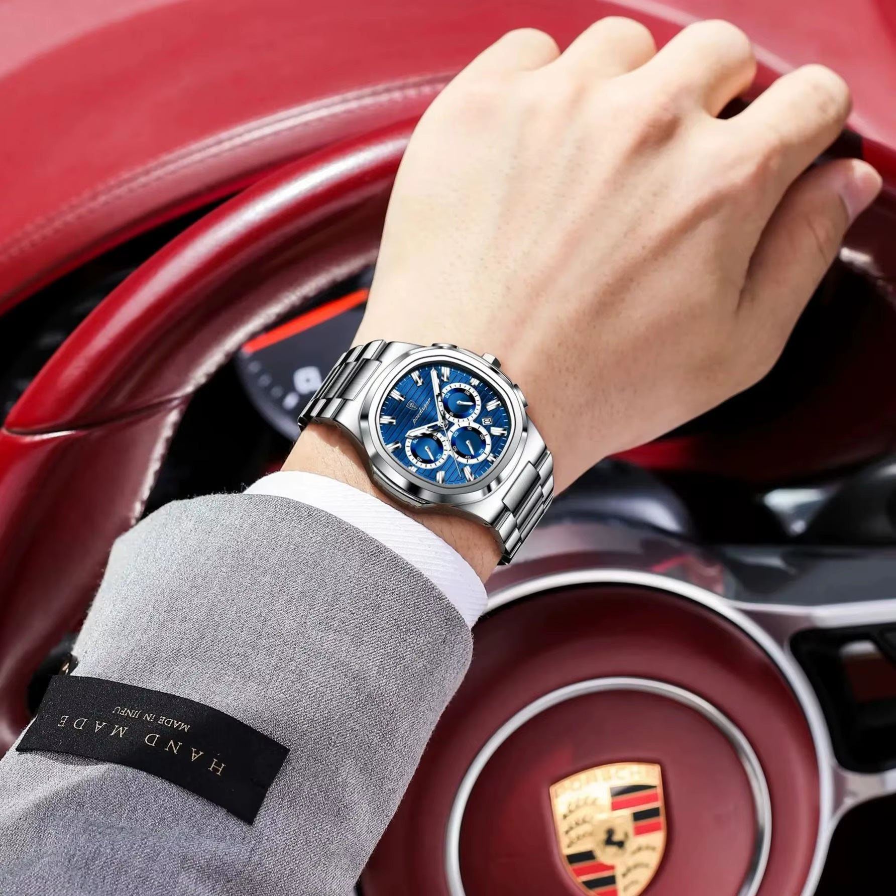 Business Man Wristwatch Date Chronograph Waterproof Luminous Luxury Men Watch Stainless Steel Quartz Men'S Watches Male