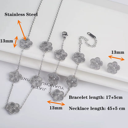 Hot Sale Stainless Steel Laser Five Leaf Flower Petal Adjustable Clover Bracelet Classic for Woman Girl Brand Jewelry Party Gift