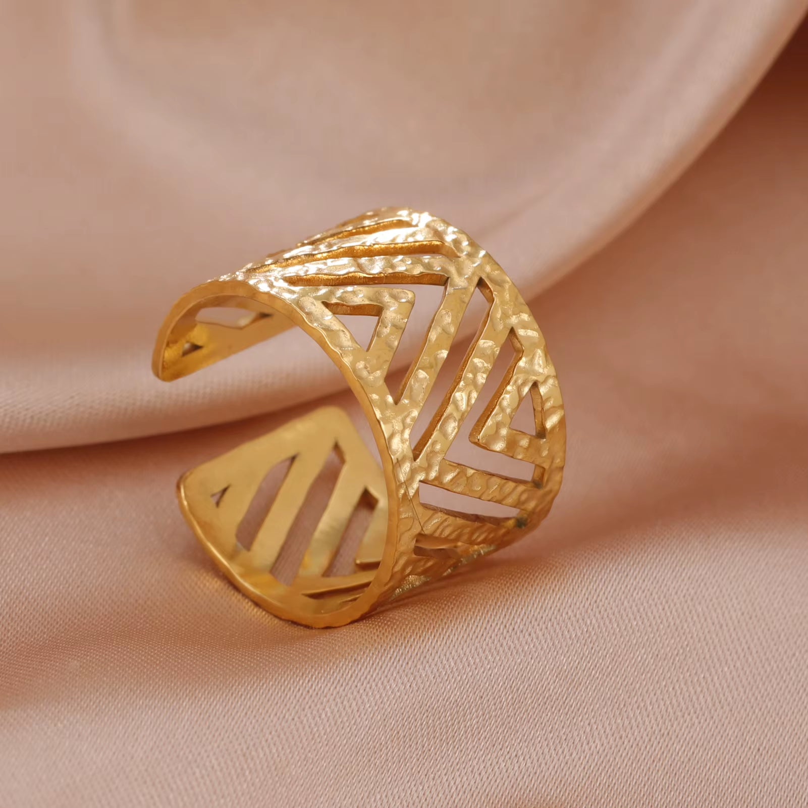 Stainless Steel Women Rings Geometric Heart Aesthetic Adjustable Open Finger Ring Fashion Party Jewelry Gifts Wholesale