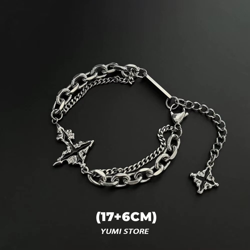Retro Flame Cross Bracelet for Men Woman Hip Hop Titanium Steel Splice Chain Charm Unisex Jewelry Cool Kpop Luxury Accessories