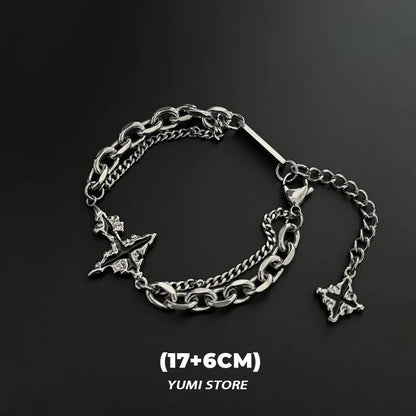 Retro Flame Cross Bracelet for Men Woman Hip Hop Titanium Steel Splice Chain Charm Unisex Jewelry Cool Kpop Luxury Accessories