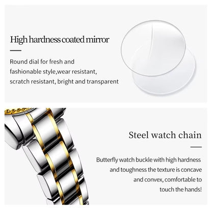 7003 Mechanical Fashion Watch Stainless Steel Watchband Round-Dial Wristwatch Calendar Luminous Woman Watch Automatic