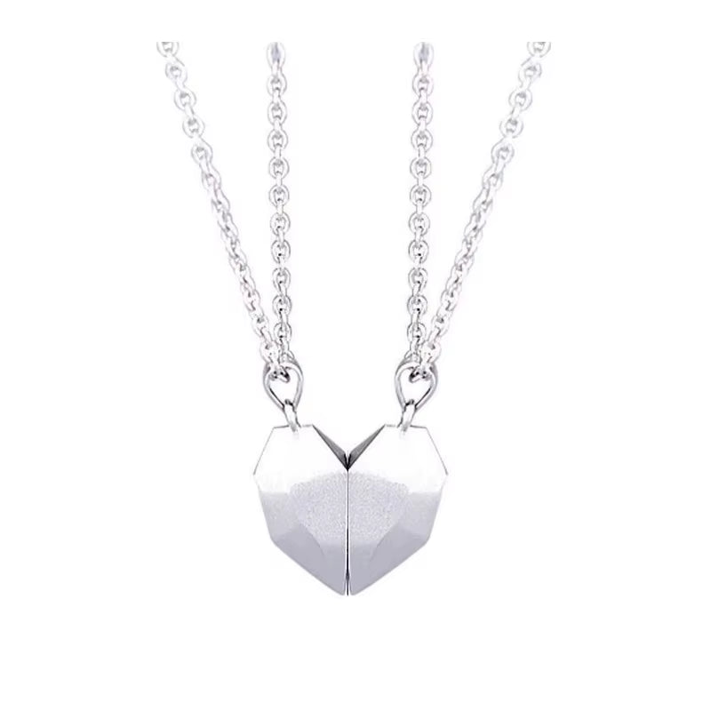 Good Simple Quality Couple Pendant Necklace Electrocardiogram,Magnetic Heart,Pendant Splicing Necklace Valentine'S Day Gifts