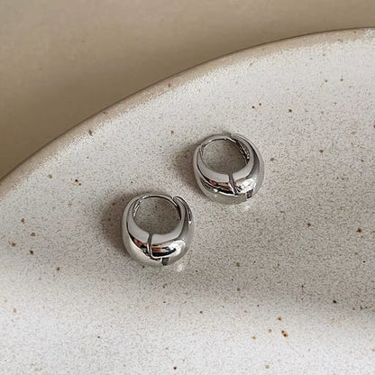 925 Sterling Silver round Stud Earrings for Women Simple Inlaid Design Hoops Earrings Wedding Party Jewelry Accessories Gifts