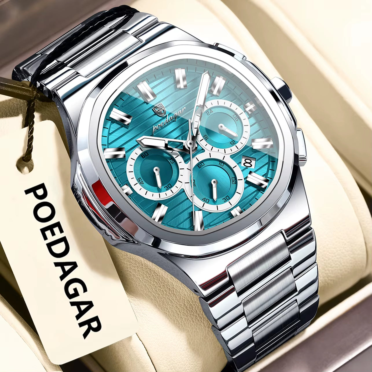 Business Man Wristwatch Date Chronograph Waterproof Luminous Luxury Men Watch Stainless Steel Quartz Men'S Watches Male
