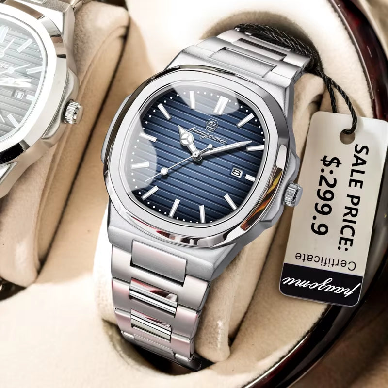 Luxury Men Quartz Watch Waterproof Date Week Luminous Wristwatch Stainless Steel Men'S Watches Male Clock Sports Reloj