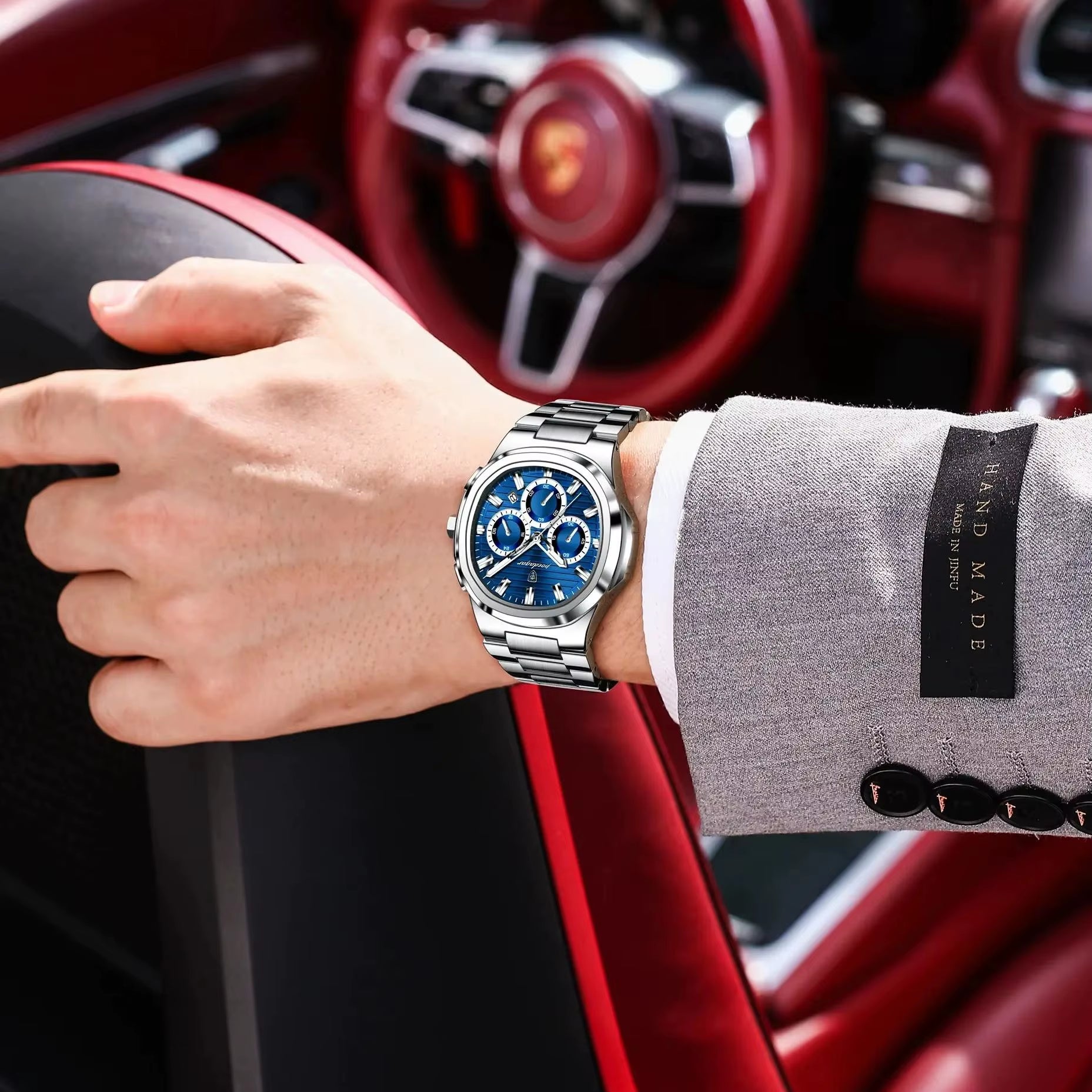 Business Man Wristwatch Date Chronograph Waterproof Luminous Luxury Men Watch Stainless Steel Quartz Men'S Watches Male