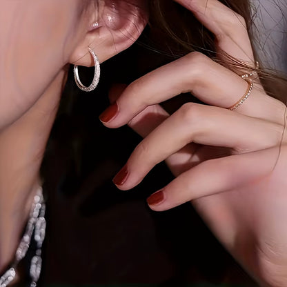 Pure Silvery Earrings for Women Frosted Sparkling Starry Circle Earrings Valentine'S Day Mother'S Day Jewelry Gifts