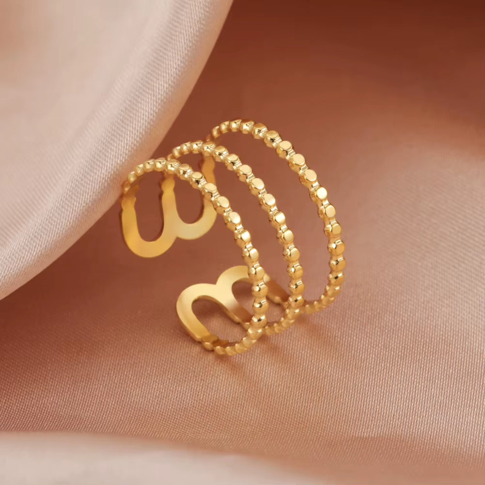 Stainless Steel Women Rings Geometric Heart Aesthetic Adjustable Open Finger Ring Fashion Party Jewelry Gifts Wholesale