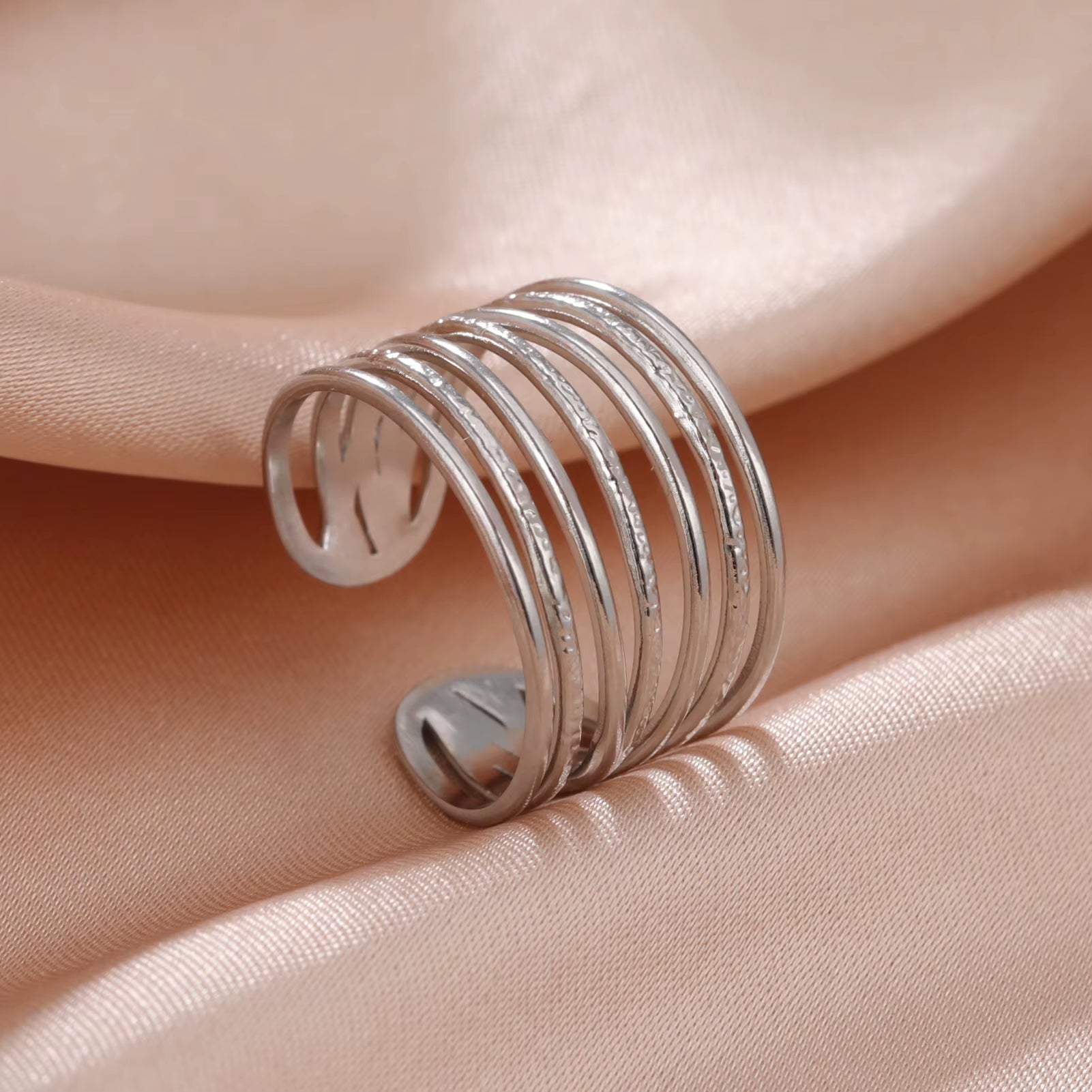 Stainless Steel Women Rings Geometric Heart Aesthetic Adjustable Open Finger Ring Fashion Party Jewelry Gifts Wholesale