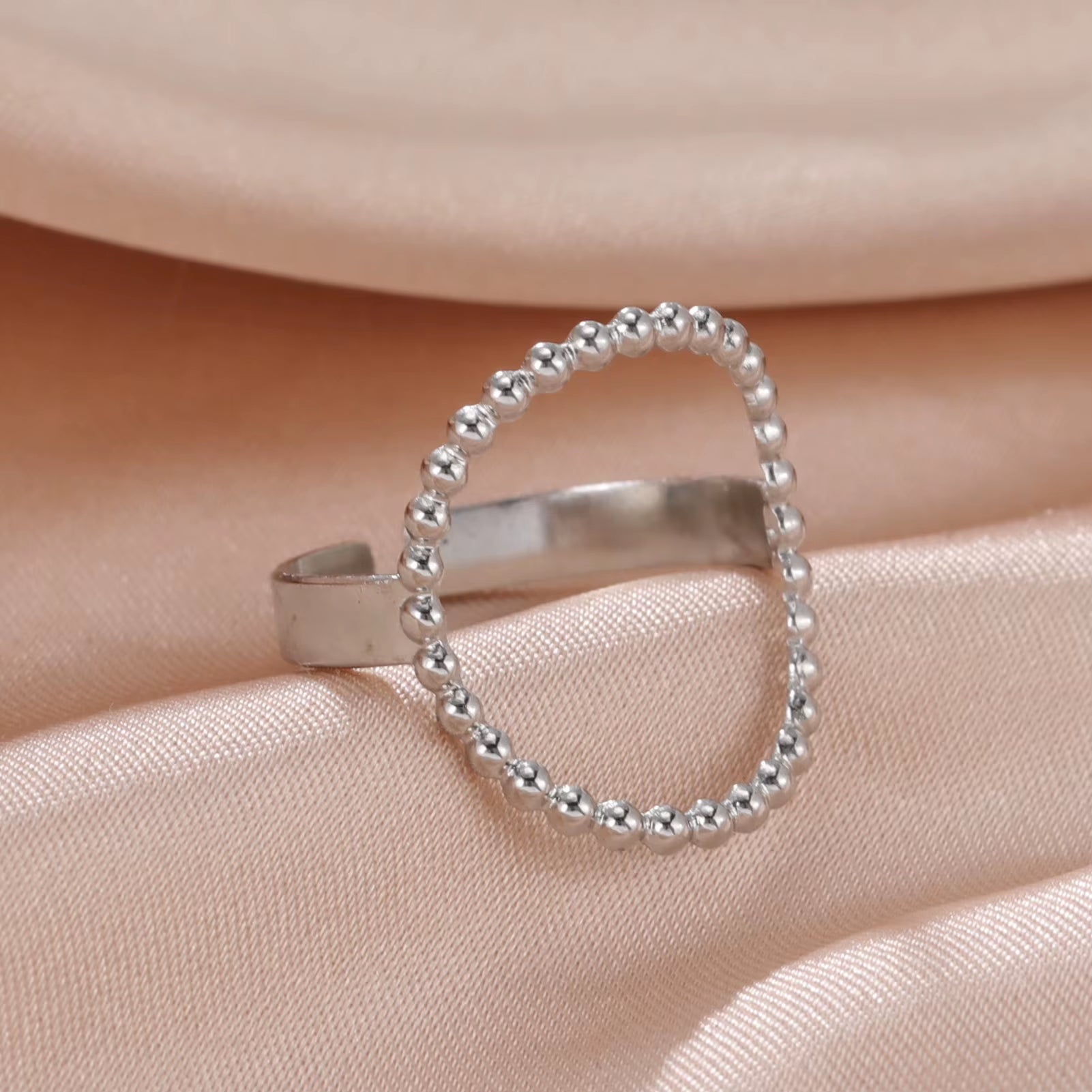 Stainless Steel Women Rings Geometric Heart Aesthetic Adjustable Open Finger Ring Fashion Party Jewelry Gifts Wholesale