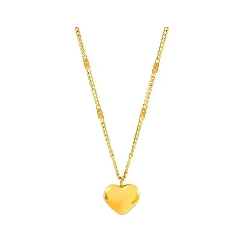 New Cross-Border Couple Cavicle Chain Geometric Heart-Shaped Light Luxury Temperament Simple Sweet Love Pendant Necklace Jewelry
