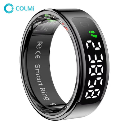 R12 Smart Ring with Display Screen and Touch, Wireless Charging, Health Manager, 5 ATM Waterproof for Men Women