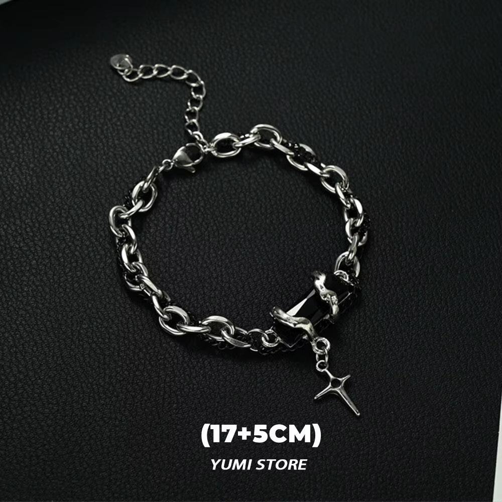 Retro Flame Cross Bracelet for Men Woman Hip Hop Titanium Steel Splice Chain Charm Unisex Jewelry Cool Kpop Luxury Accessories