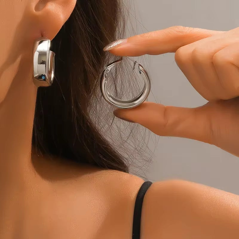 Stainless Steel Knot Hoop Earrings for Women Girls Trendy Irregular Lines Stud Earrings Special Design Fashion Jewelry Gifts