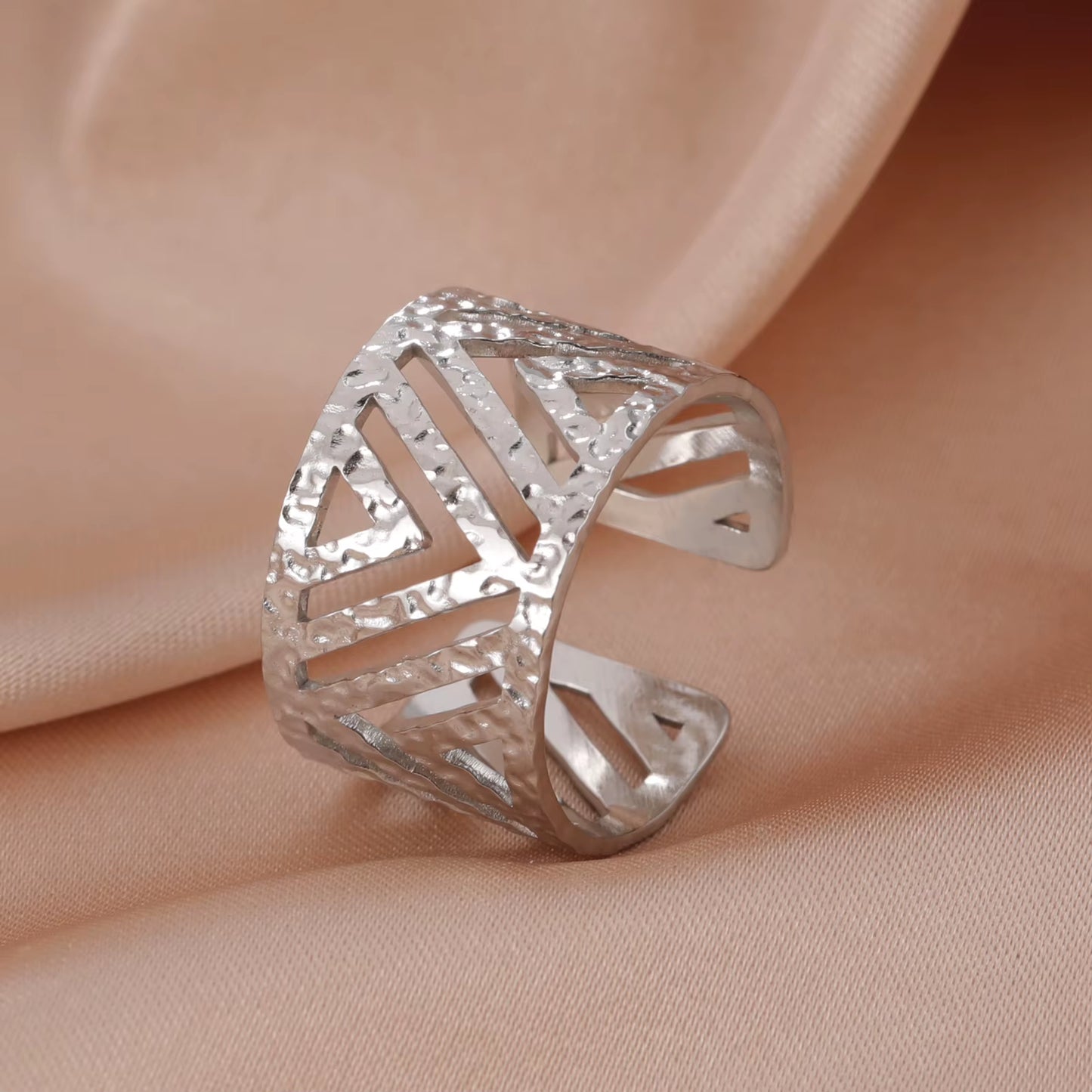 Stainless Steel Women Rings Geometric Heart Aesthetic Adjustable Open Finger Ring Fashion Party Jewelry Gifts Wholesale