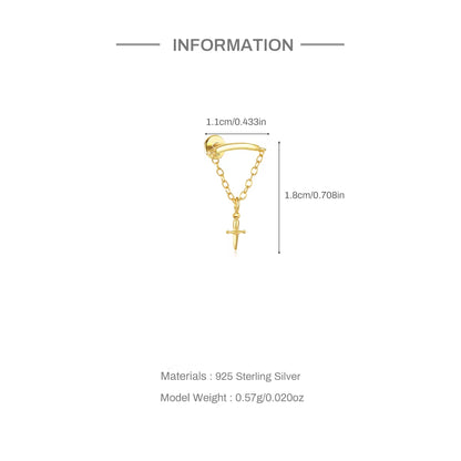 925 Sterling Silver Cartilage Stud Women'S Earrings Septum Piercing Zircon Ear Hoop Lobe Tragus Helix Jewelry Pendientes