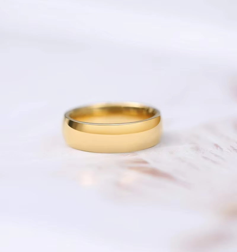 2Mm 4Mm 6Mm Titanium Ring Men Women 14K Gold Plated Dome High Polished Wedding Band Unisex Comfort Fit Size 3-13.5