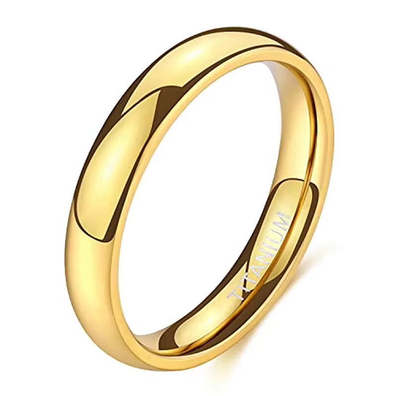 2Mm 4Mm 6Mm Titanium Ring Men Women 14K Gold Plated Dome High Polished Wedding Band Unisex Comfort Fit Size 3-13.5
