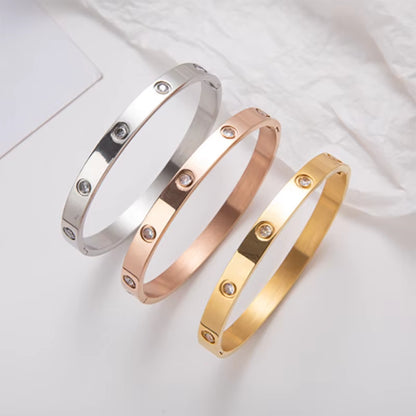 6Mm 4Mm Stainless Steel Bangles for Women Bracelets on Hand Lady Women'S Fashion Jewelry Rhinestone Designer Gift Titanium Steel